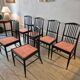 The Modernity, set of six chairs, model Charlotte, black lacquered wood.