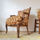 Antique cabriolet armchair in floral velvet – Louis XV style / Retro chic