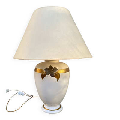 Grande Lampe à poser porcelaine blanche et dorée