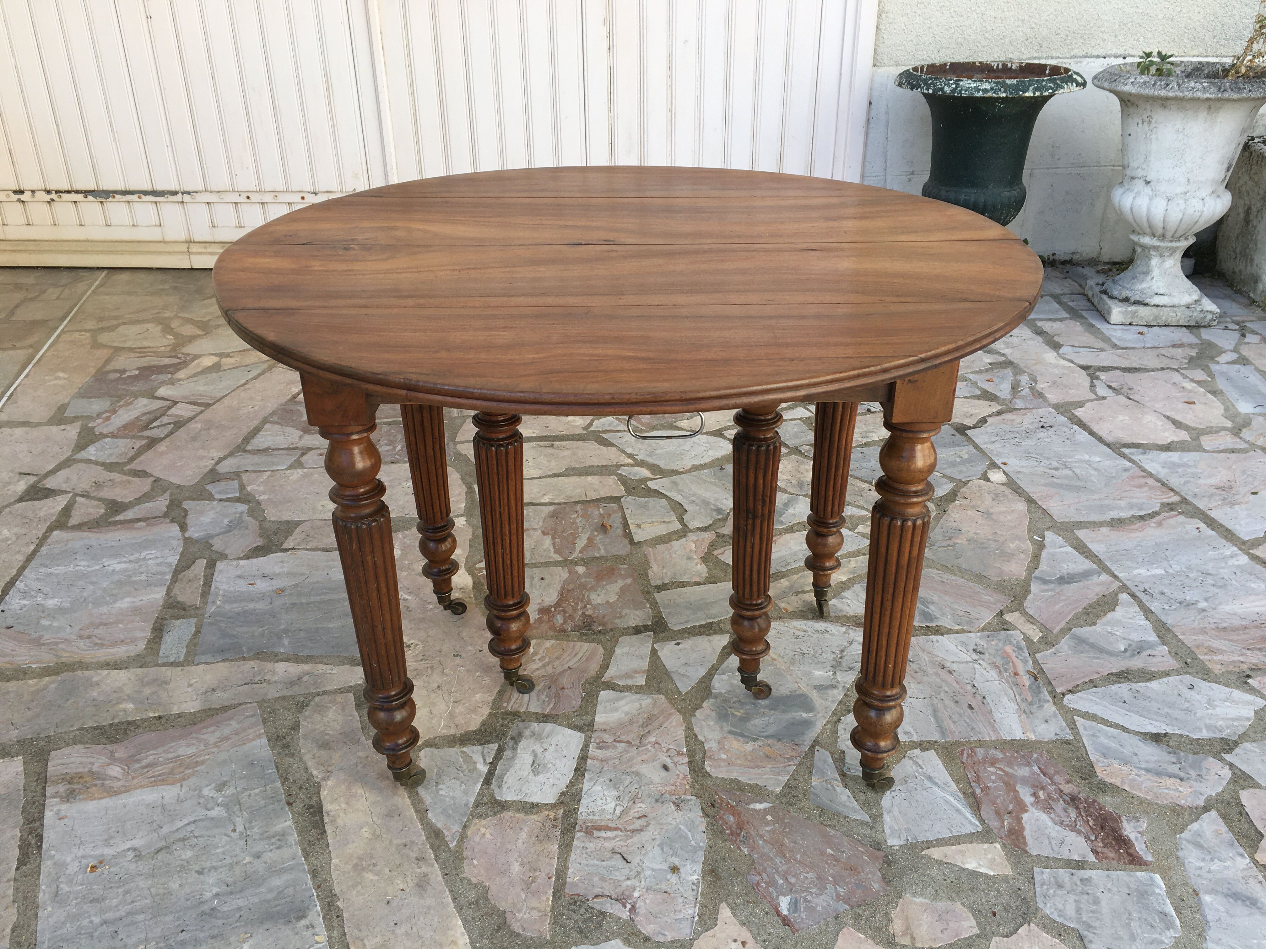 Round table 6 feet 3 solid walnut extensions