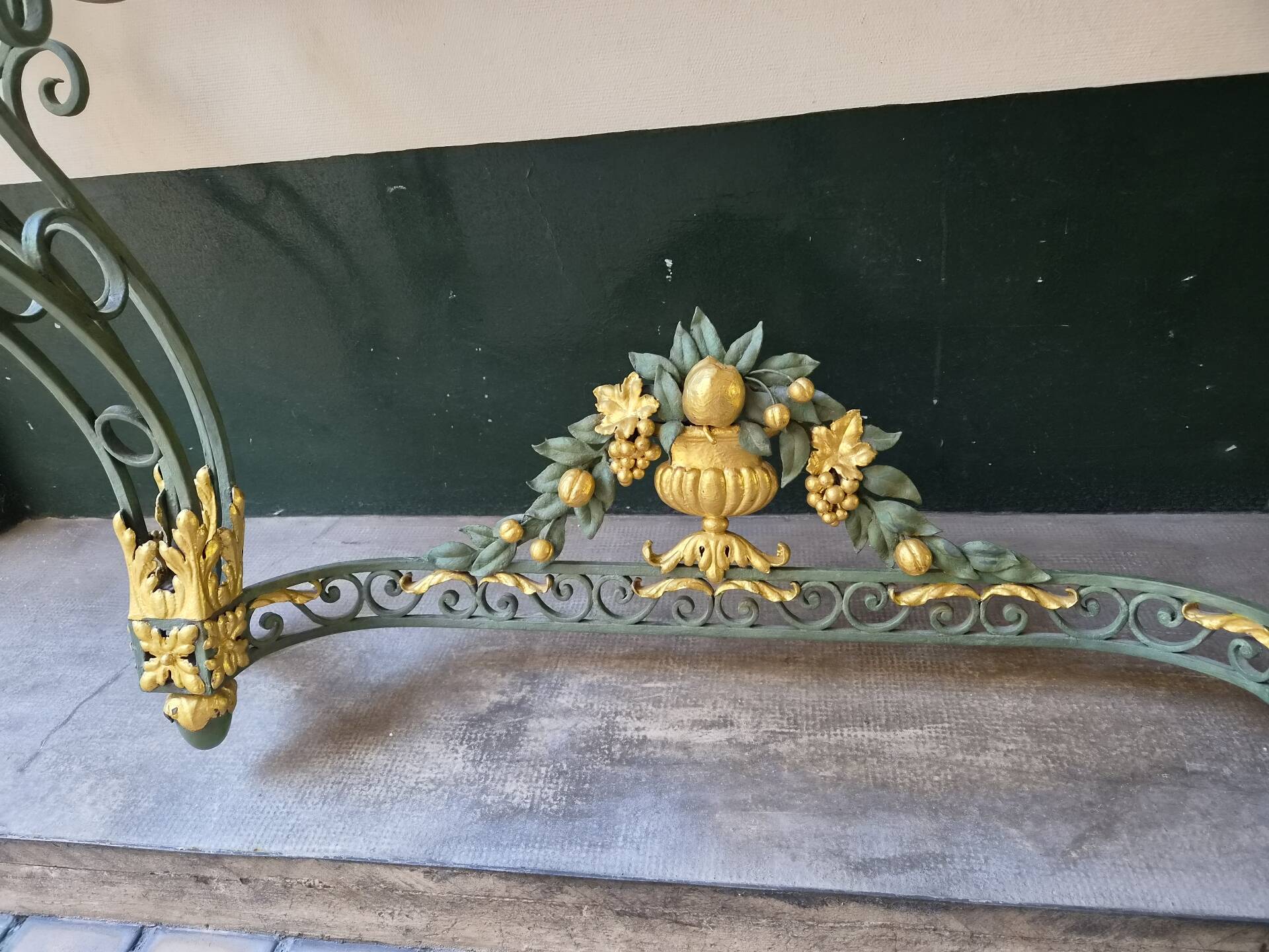 Wrought iron console in Louis XV style, 19th century.