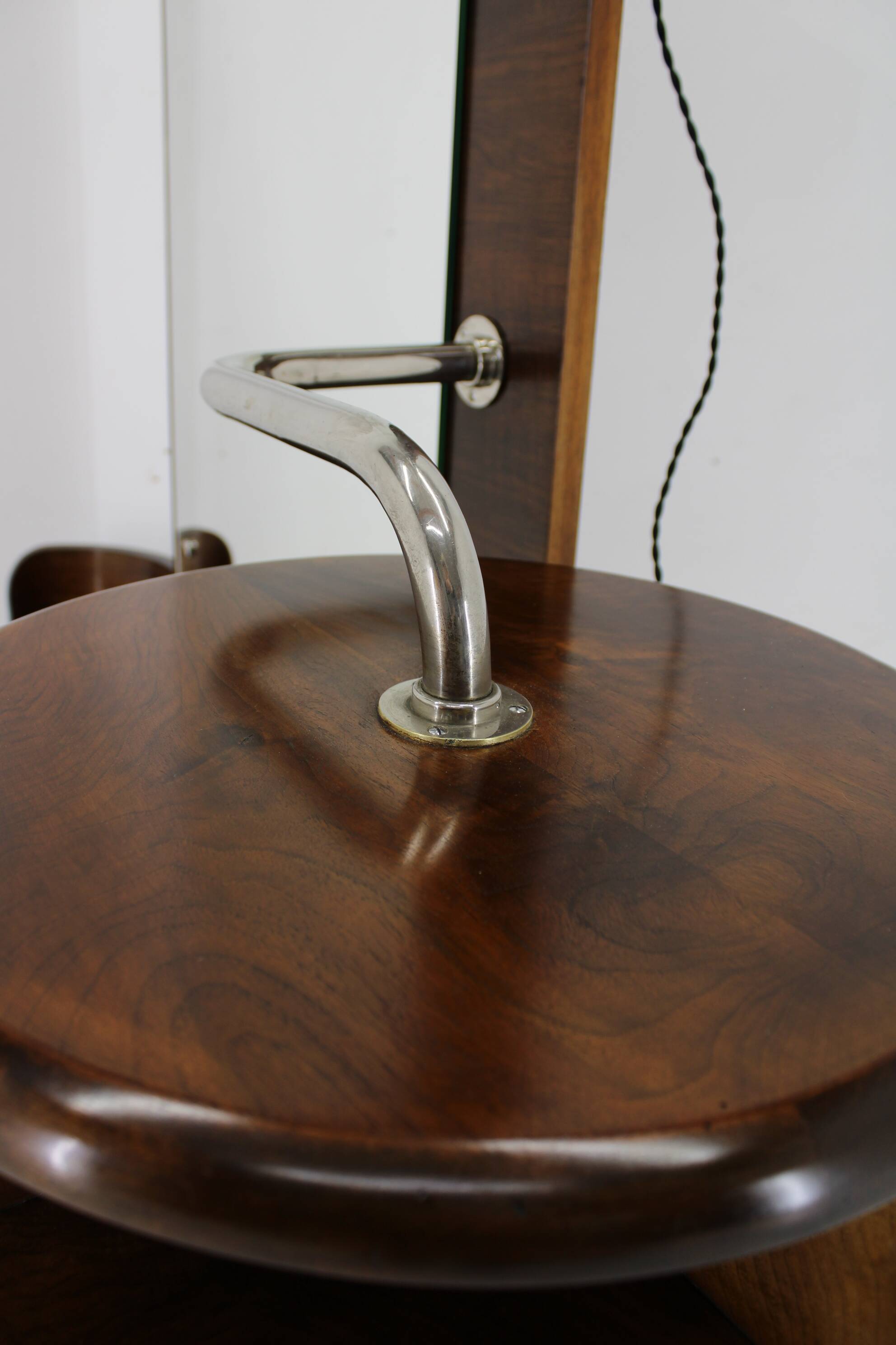 1930s art deco toilet cabinet with mirror in walnut, czechoslovakia
