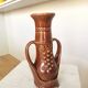 Vintage Amphora Vase: Large Brown Glazed Pottery with Grape Motif