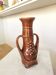 Vintage Amphora Vase: Large Brown Glazed Pottery with Grape Motif