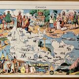 Affiche ancienne carte illustrée du Canada de 1948 - JP Pinchon