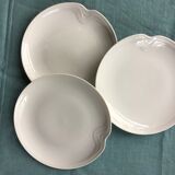 3 white porcelain dessert or serving plates