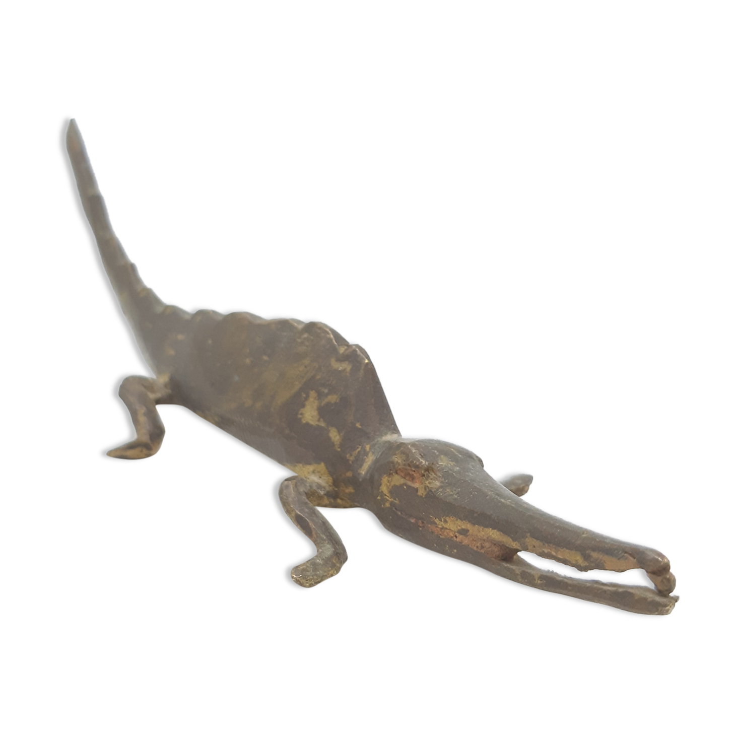 Vintage golden brass crocodile