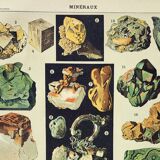 Old engraving 1898, Minerals 1, rocks, precious stones • Lithograph, Original plate