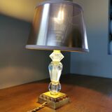 Vintage lamp in gold metal and glass