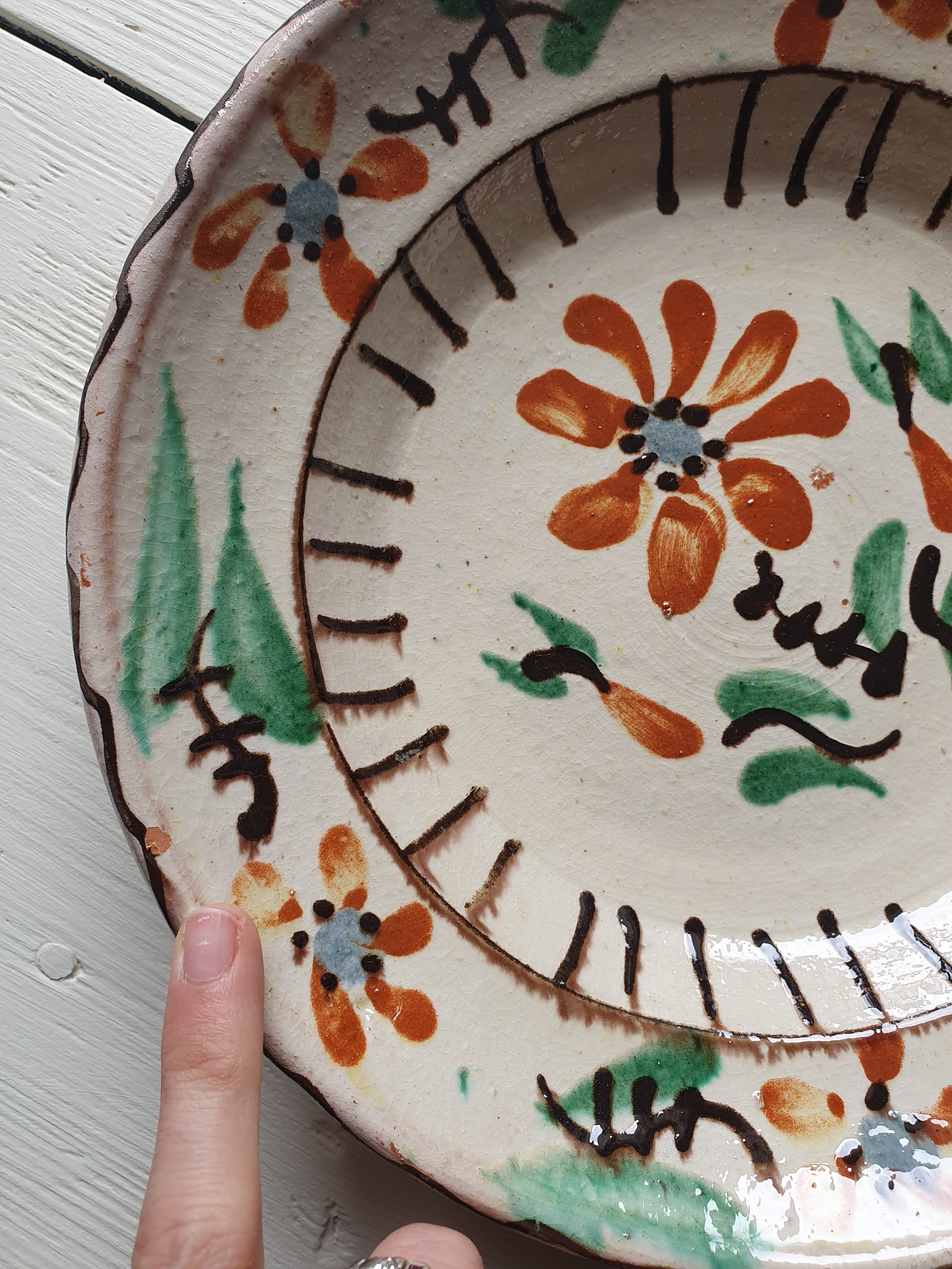 5 assiettes céramique artisanales Roumanie slave bohème oiseau table ou murales