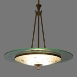 Brass and glass chandelier, 1950s