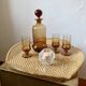Acrylic glass plateau, caning & brass, 1970, attributed to Roche Bobois.