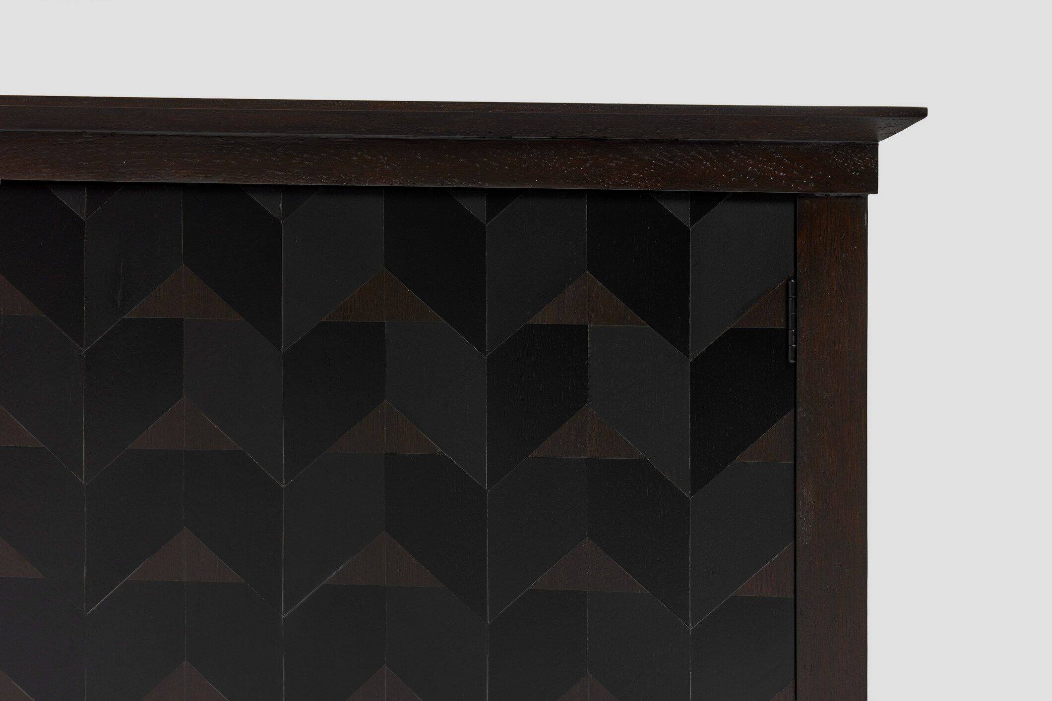 Brutalist Oak Craftsmanship Sideboard, 1960s/70s, Germany, Brass Accents