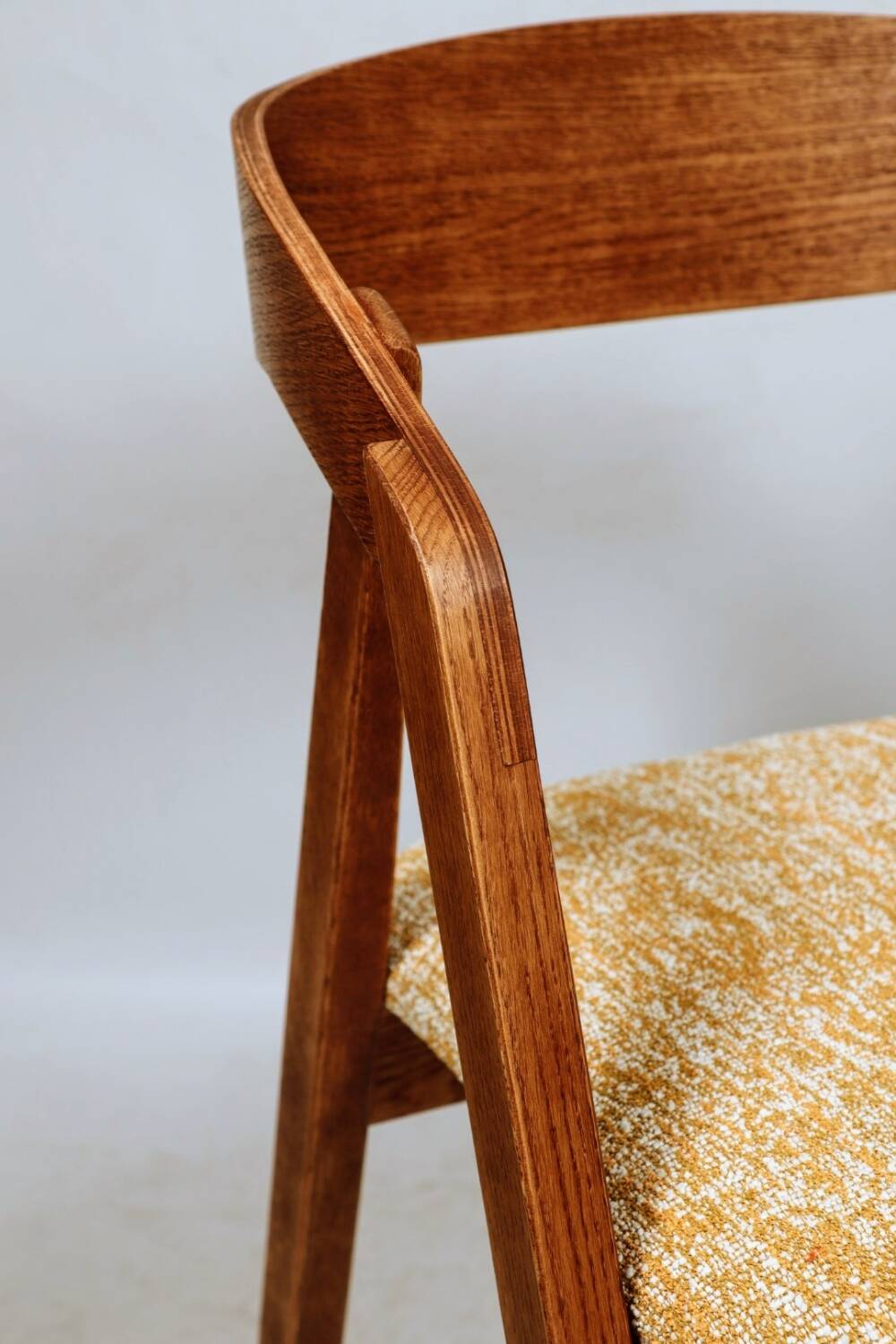 Vintage dining chairs oak wood yellow mellow Boho upholstery