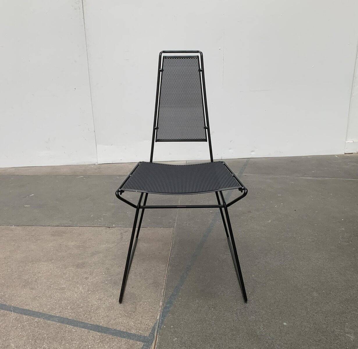 Set of vintage postmodern metal accent chairs by Rolf Rahmlow, 1980s.