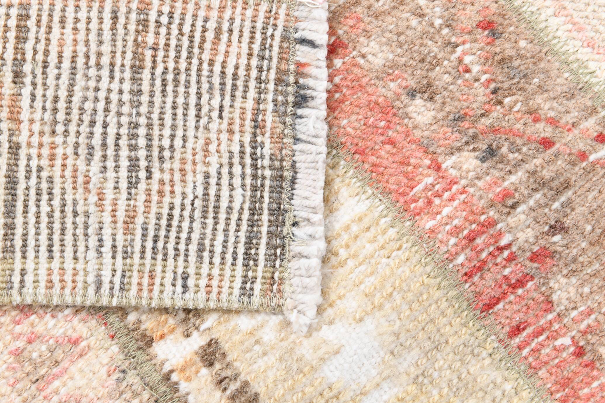 2x10 Contemporary Red & Beige Turkish Runner Rug, 59x298Cm