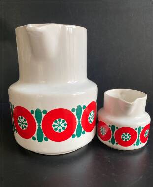 Vintage Melitta Germany Coffee Pot and Creamer - 70s Retro Pattern