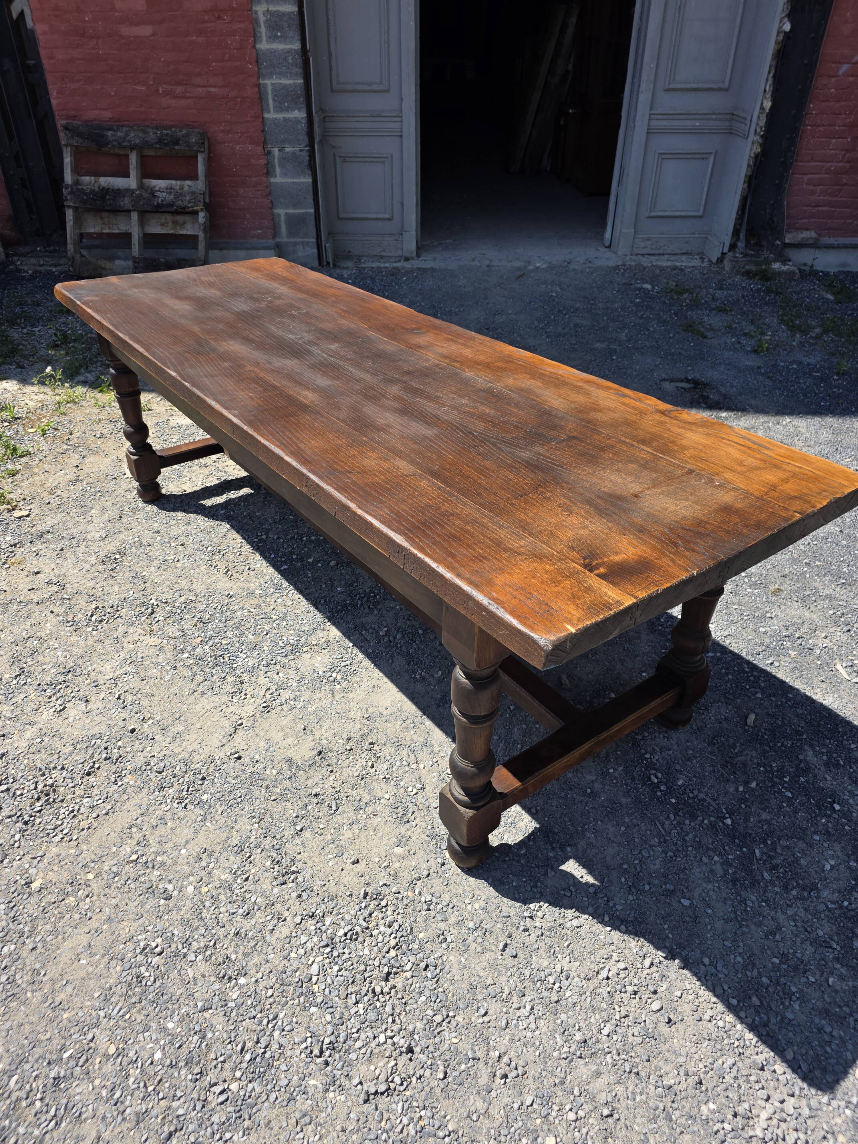 Table de ferme en chêne massif,  250 × 87cm