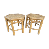 Bamboo side table pair