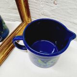 Blue enameled pitcher