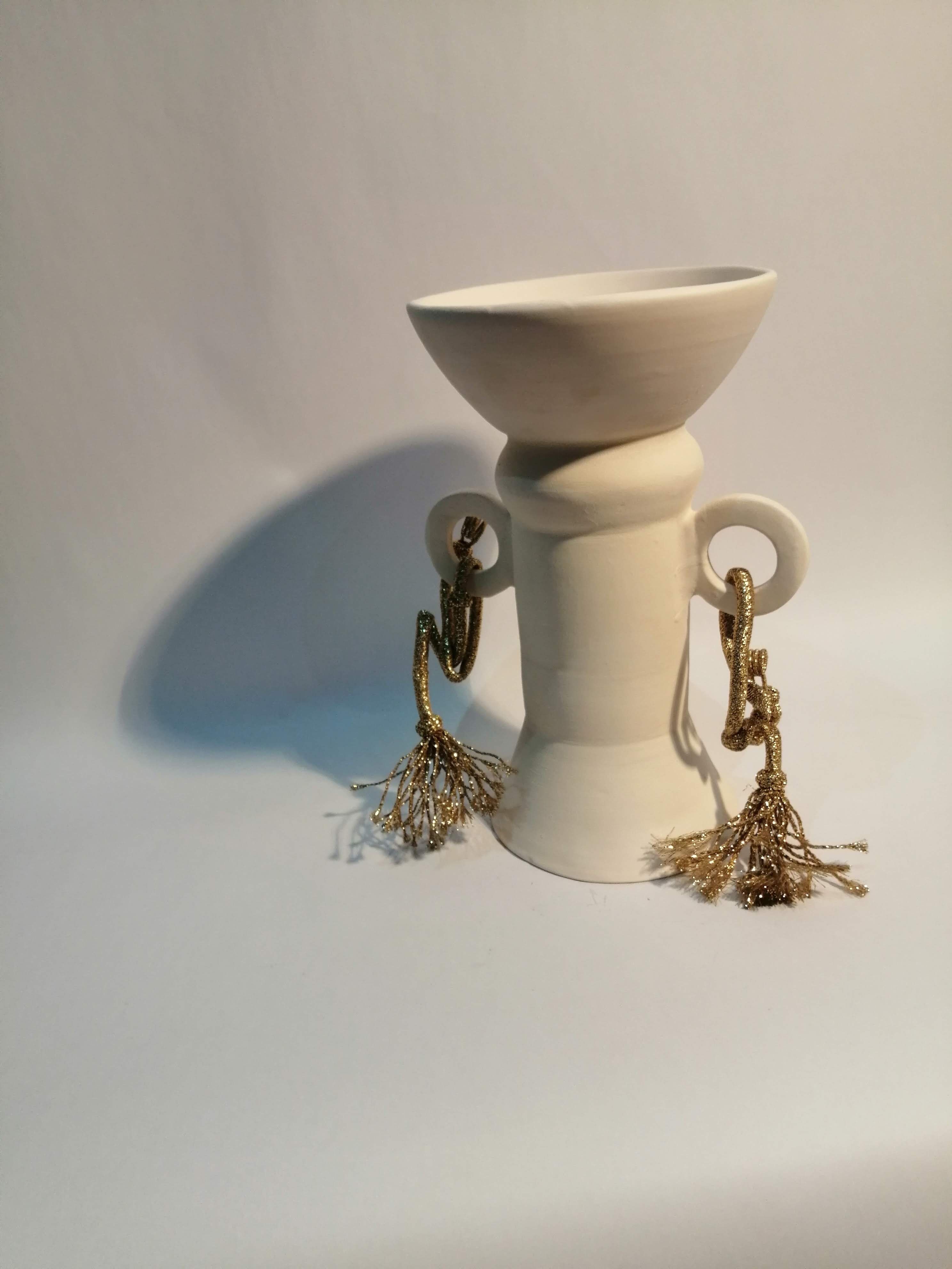 Handmade white clay vase