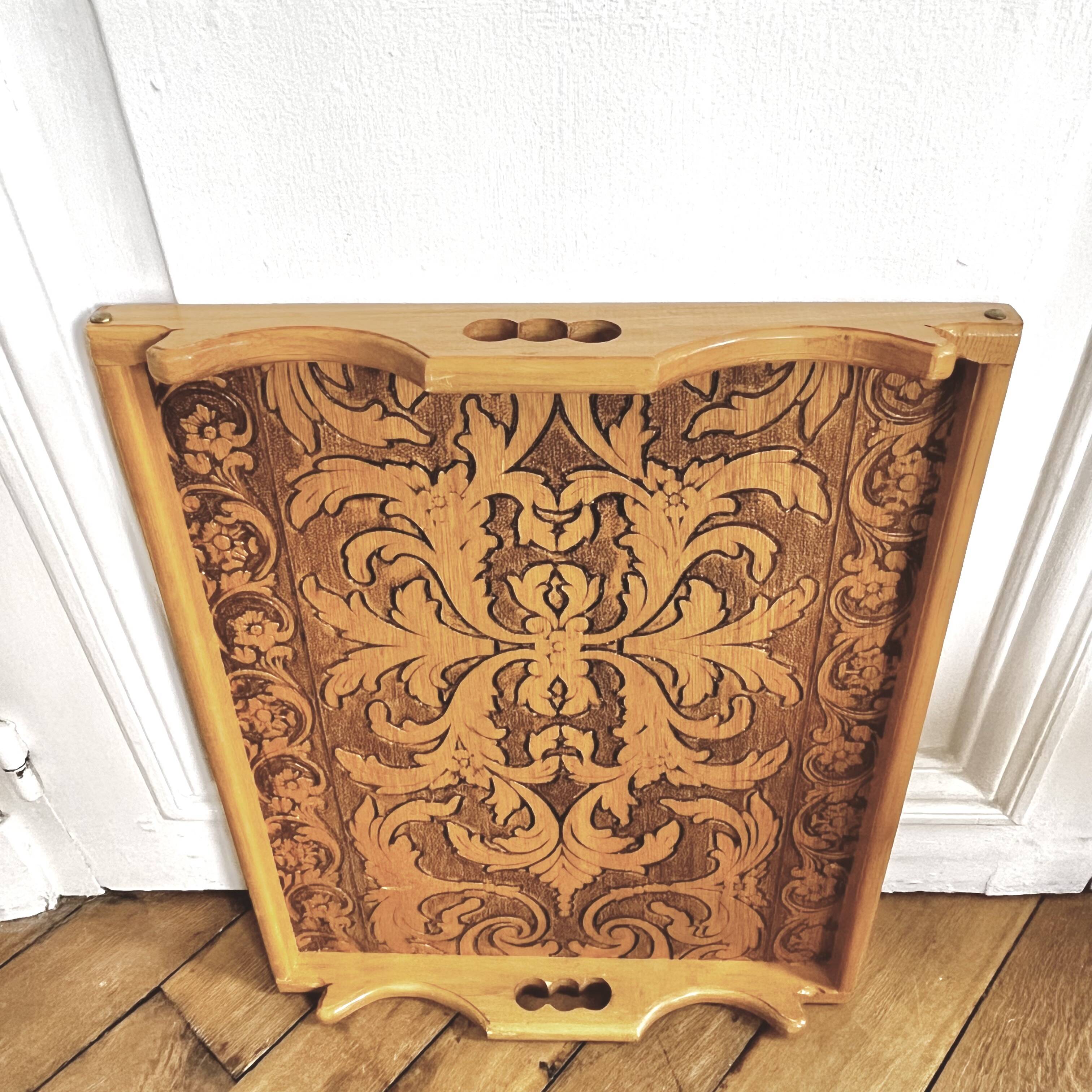 Engraved wooden tray