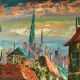 Original Swedish oil on canvas from the mid-century "French Street Scene" Vintage &