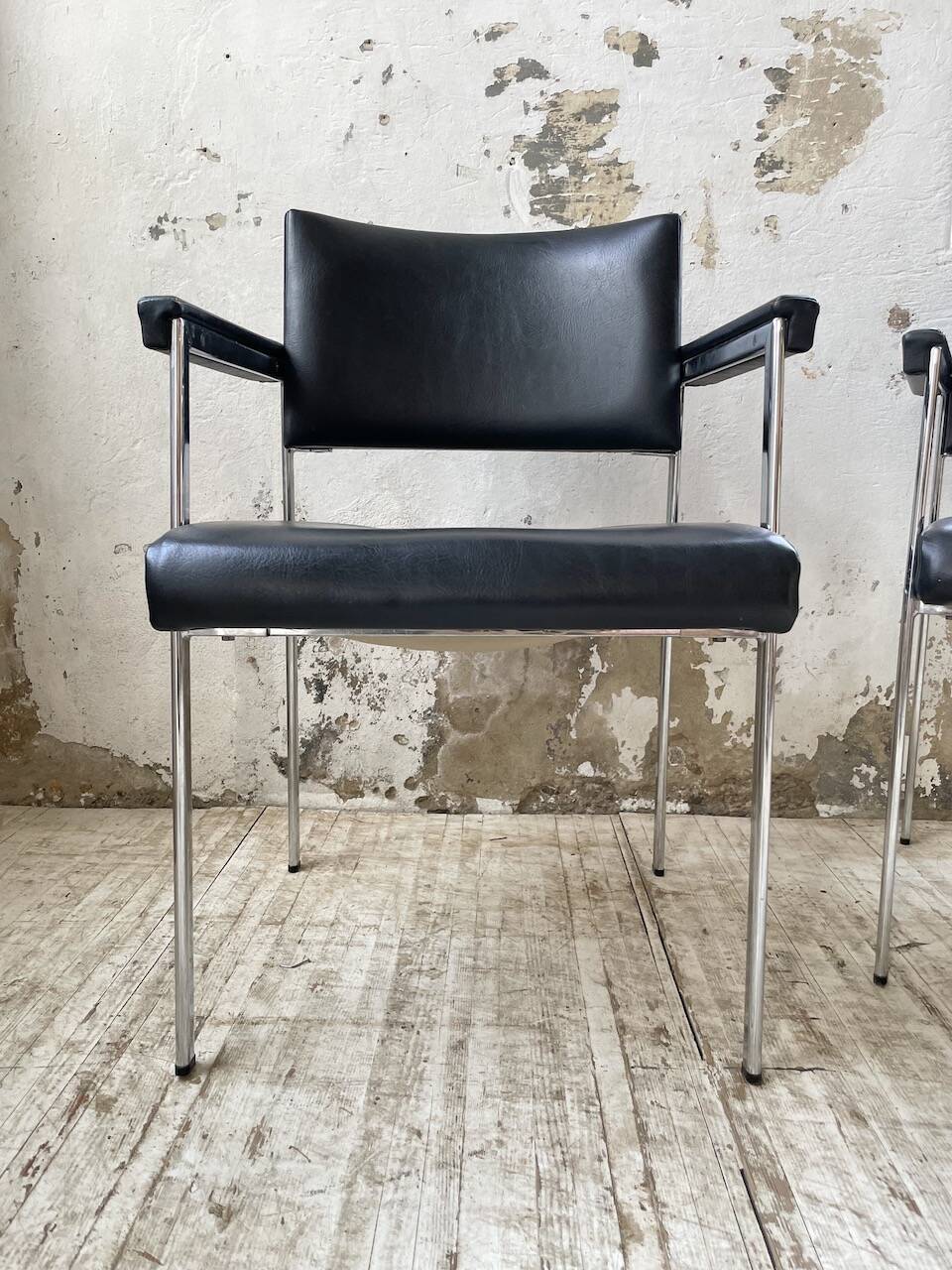 Pair of chrome office chairs