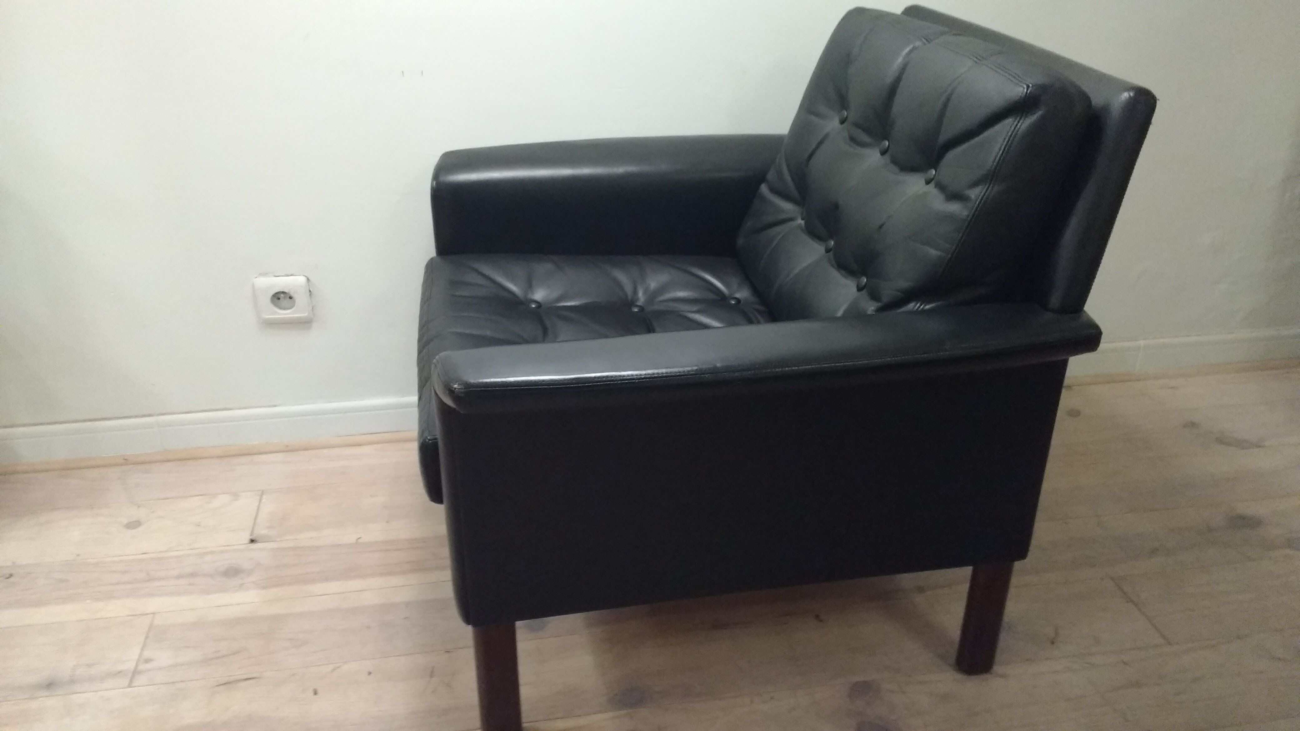 Pair of leather Danish chairs