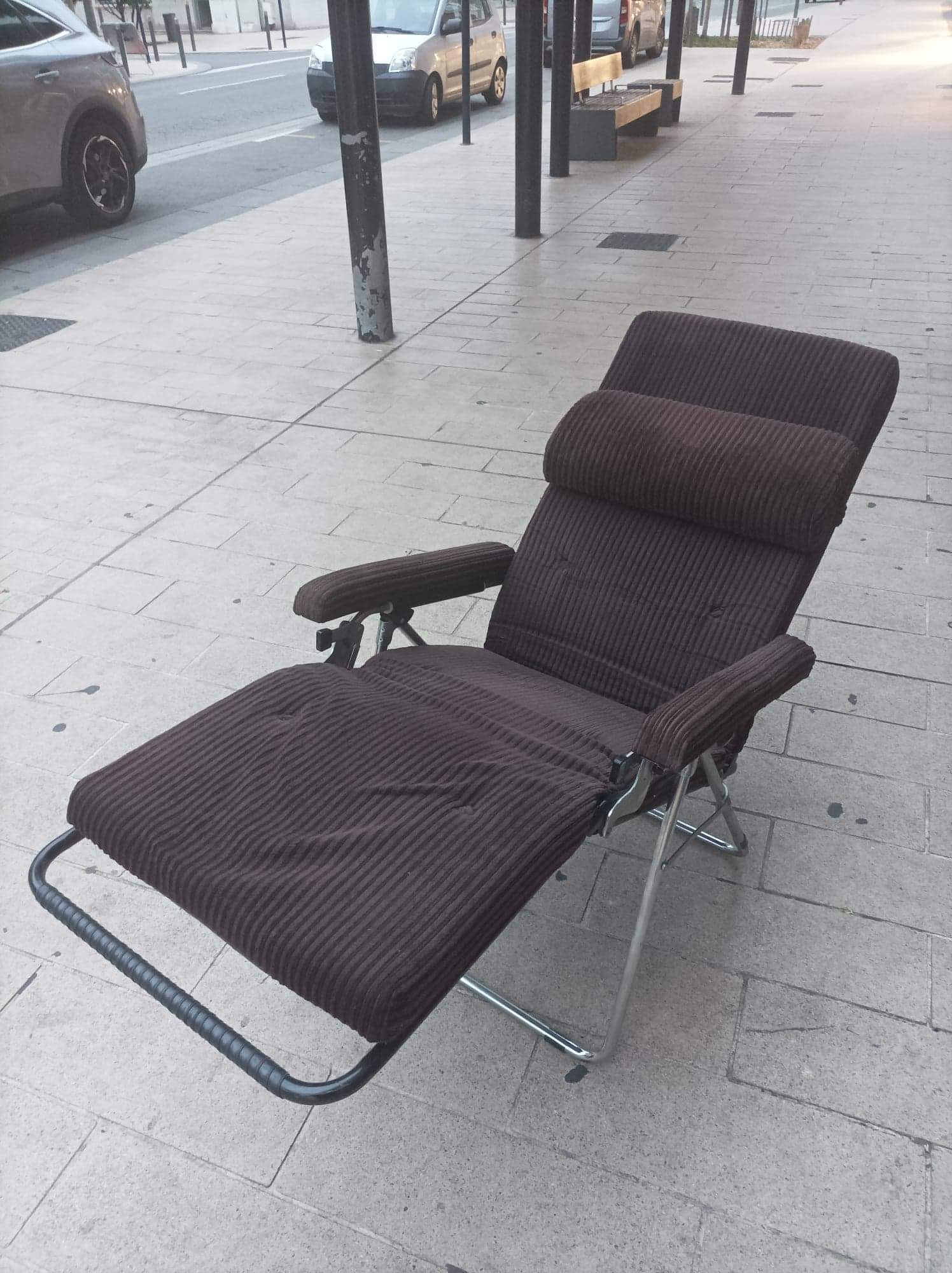 Fauteuil transat Lafuma vintage velours