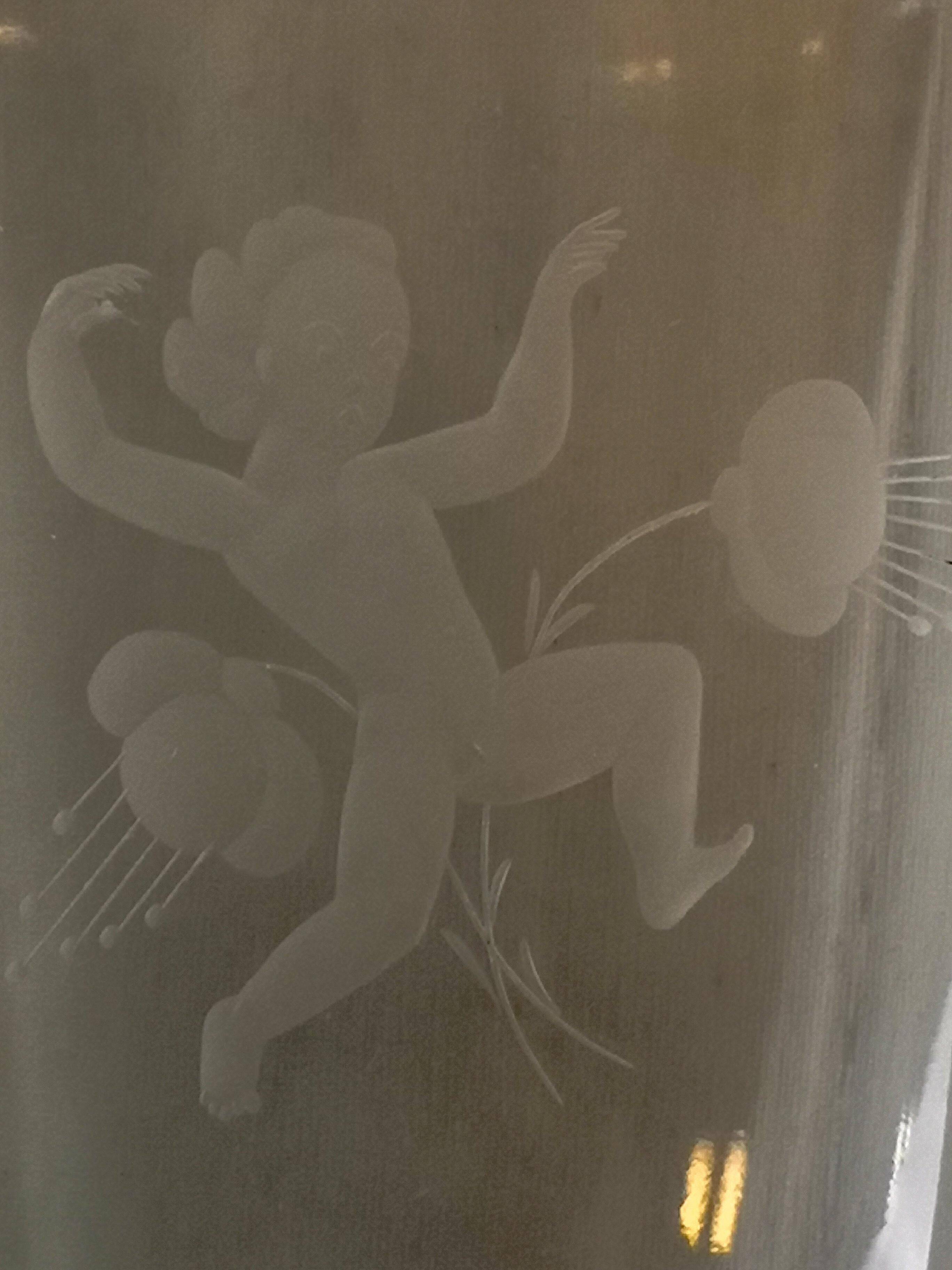 Art Deco three-piece crystal set by Elis Bergh, Kosta, Sweden, 1930s.