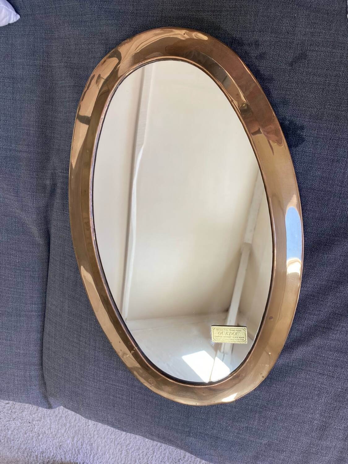 Urdu oval mirror solid brass