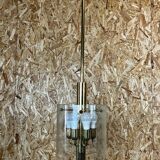 60s 70s Chandelier Huge Chandelier Pendant Lamp Limburg Glass & Chrome Design