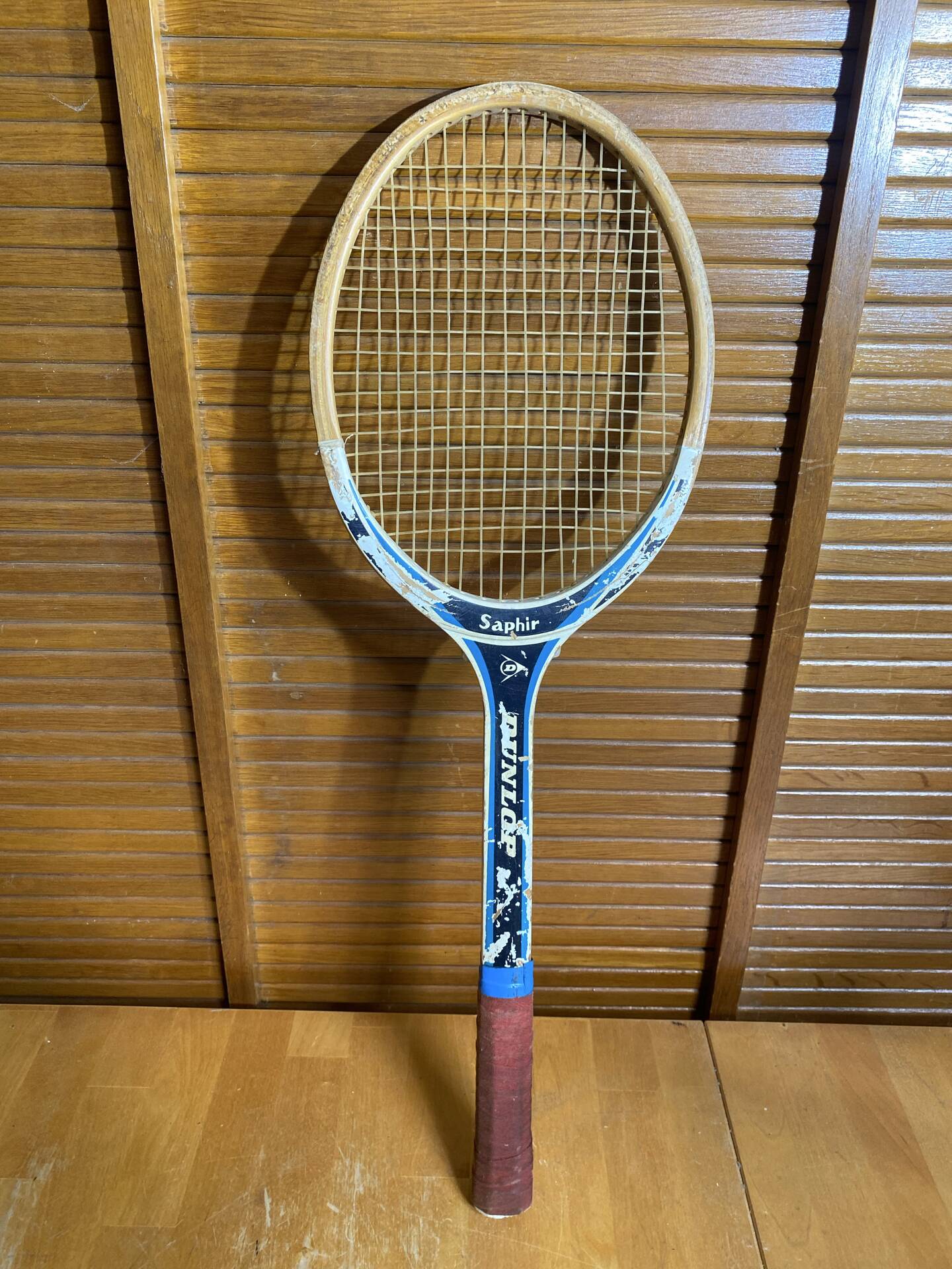 Vintage dunlop saphir wooden tennis racket + sports cover #e2