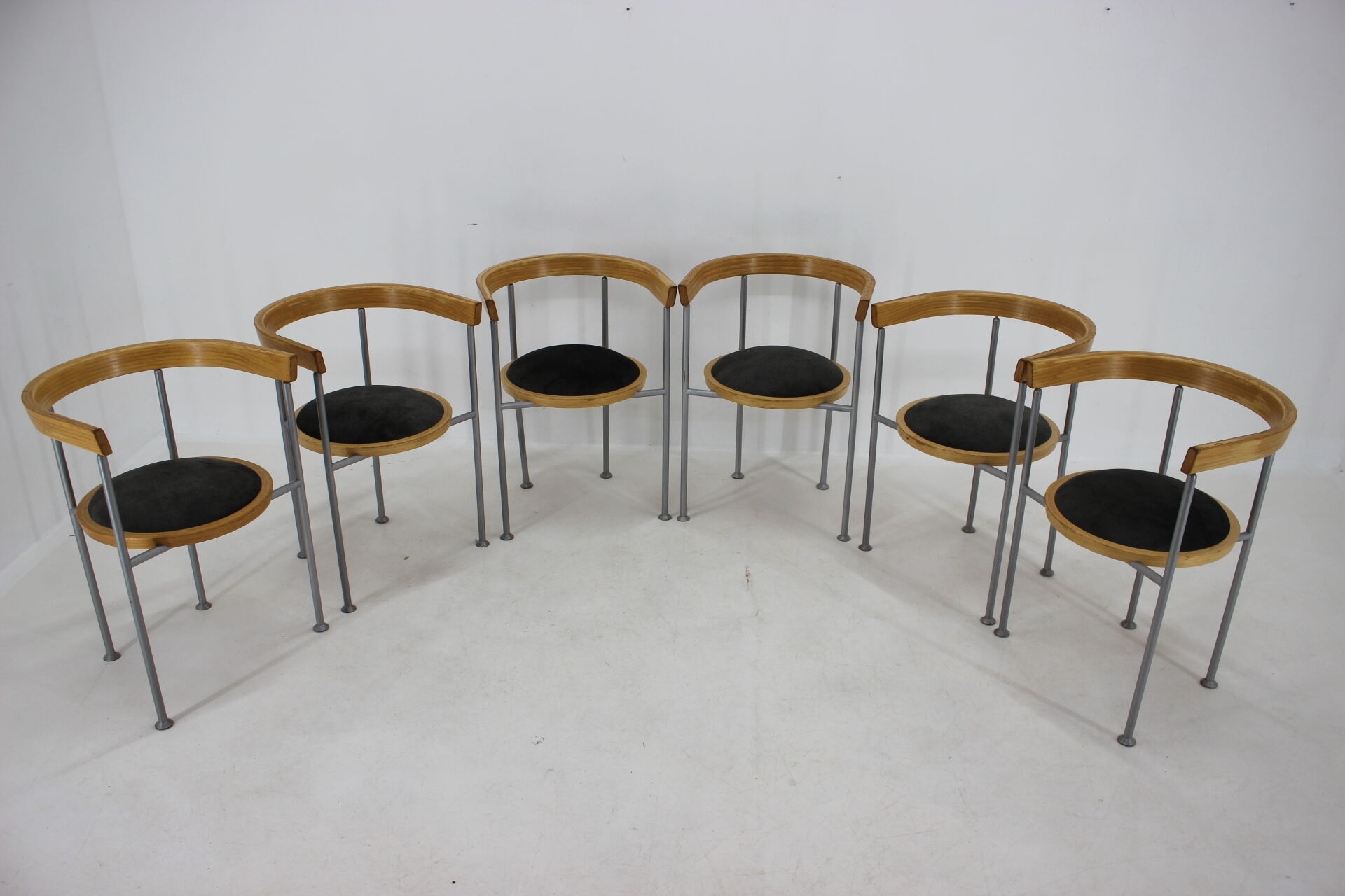 Set of 6 dining chairs by Börge Lindau for Bla Station Sweden 1990s