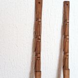 Couverts géants en bois façon totem, années 60
