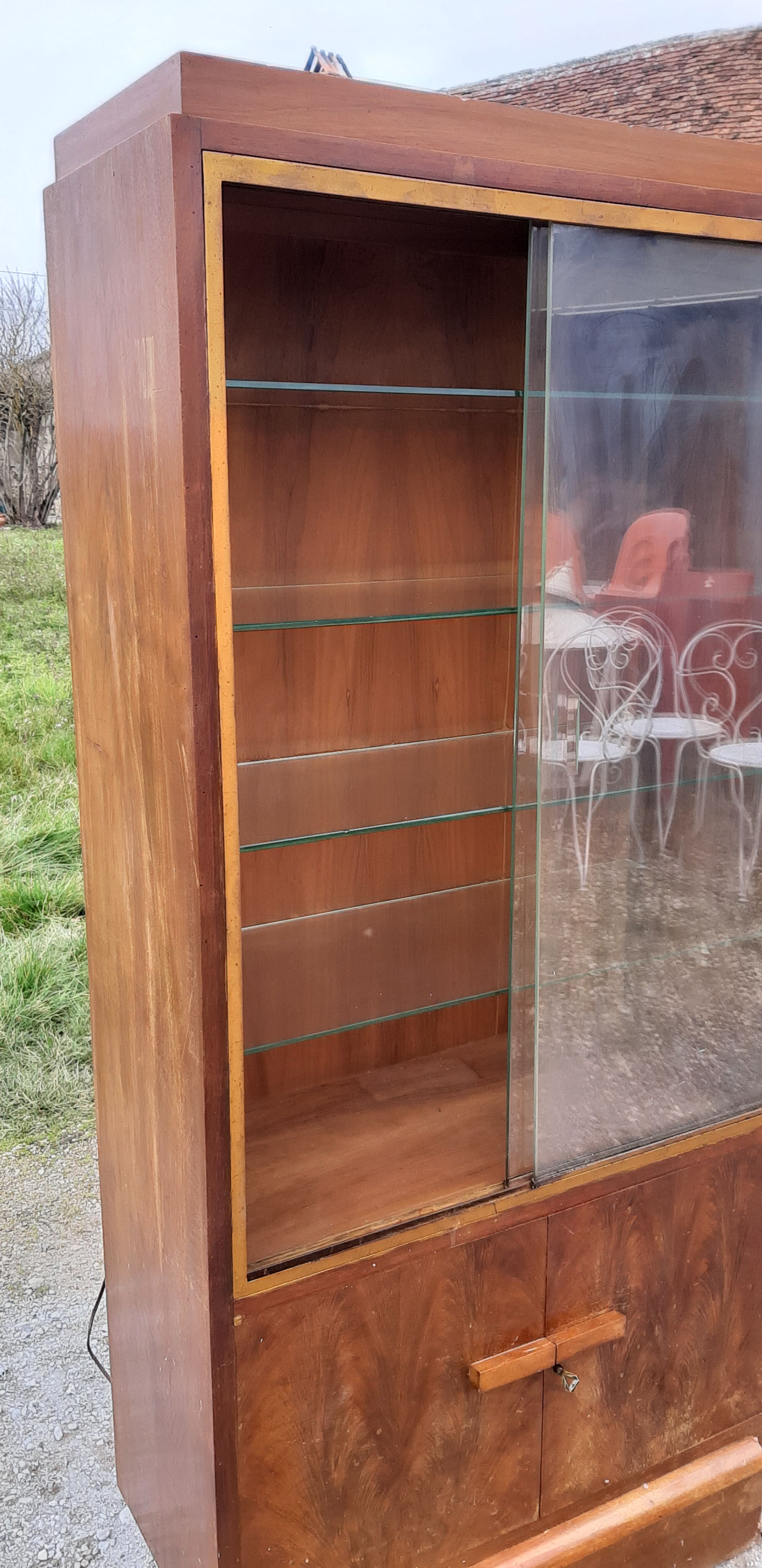 Art deco walnut showcase