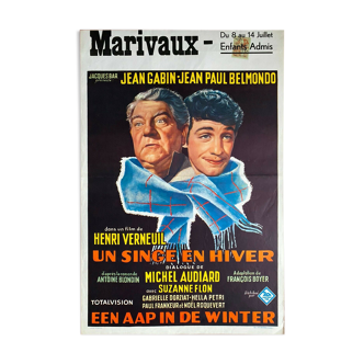 Affiche originale belge "Un Singe en Hiver" Jean Gabin, Jean-Paul Belmondo 36x54cm 1962