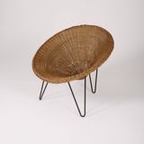 Rattan basket armchair, 1970s