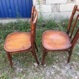 Paire de chaises Bistrot en bois courbée, signée Luterma.