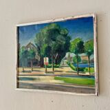 Unknown, Village Landscape, 1950, Oil, Framed