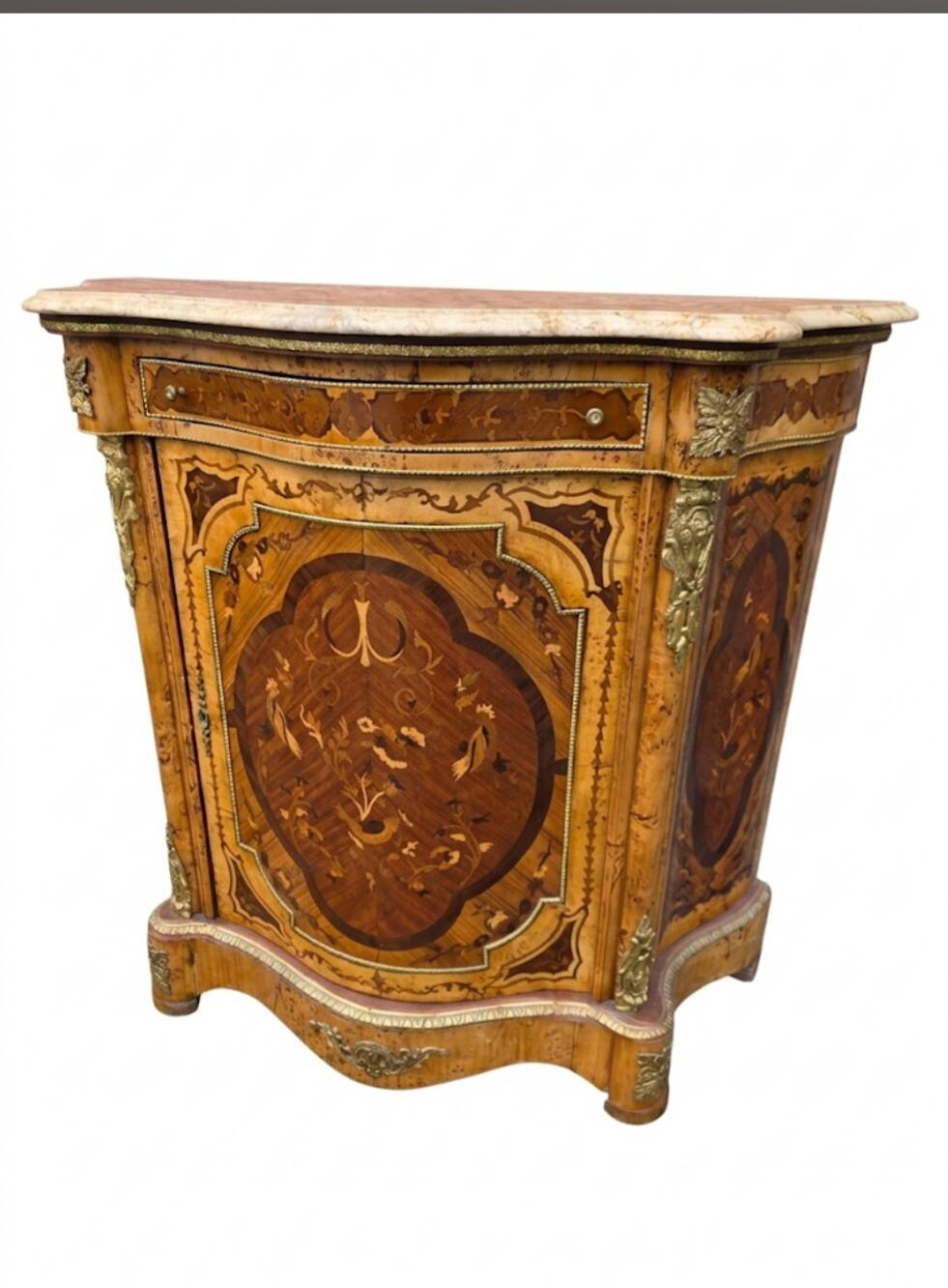 Low buffet in marquetry from the mid-20th century.