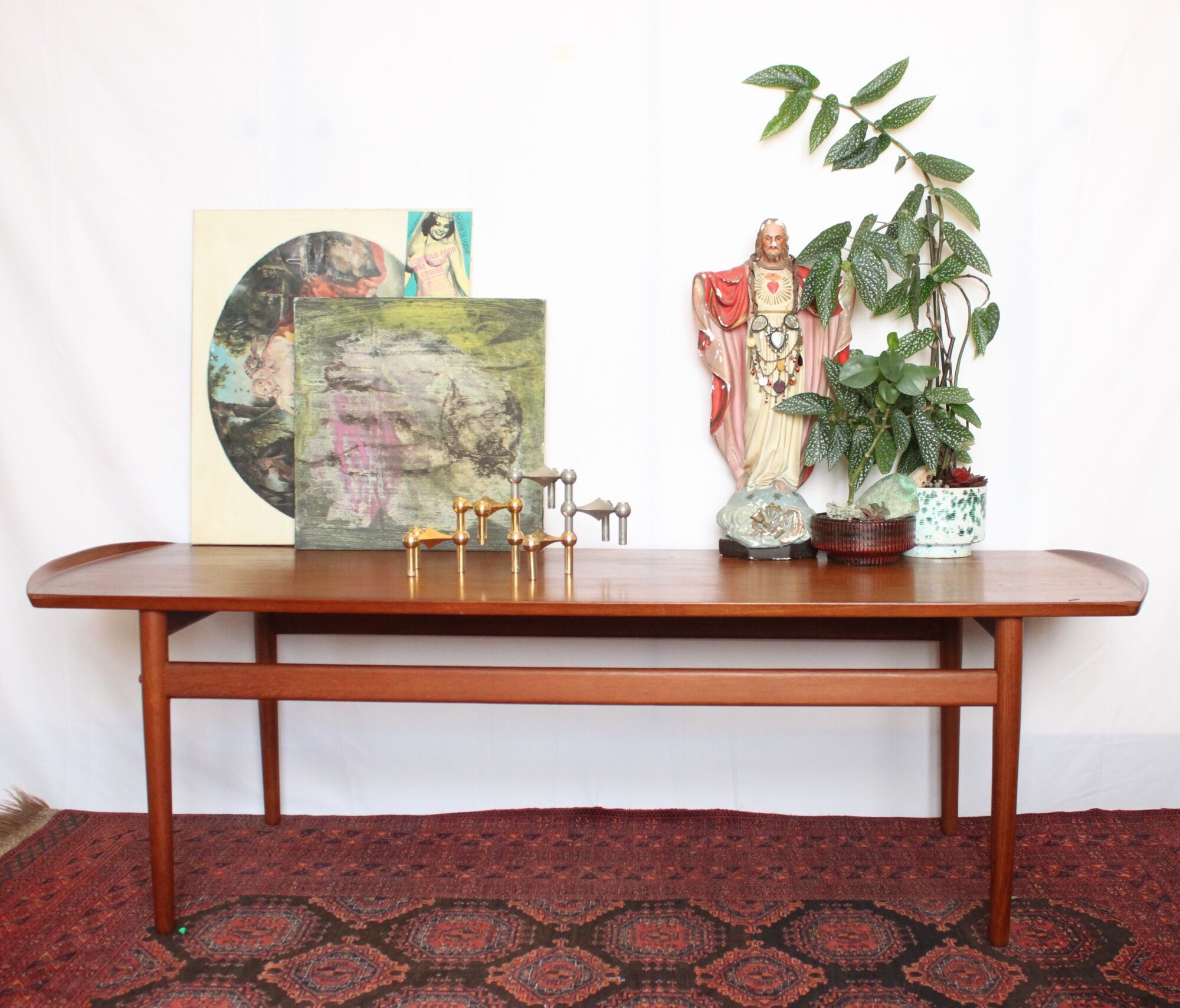 Scandinavian coffee table in teak and Briare enamels, vintage branded Bovirke