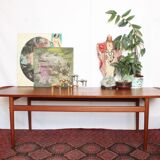 Scandinavian coffee table in teak and Briare enamels, vintage branded Bovirke