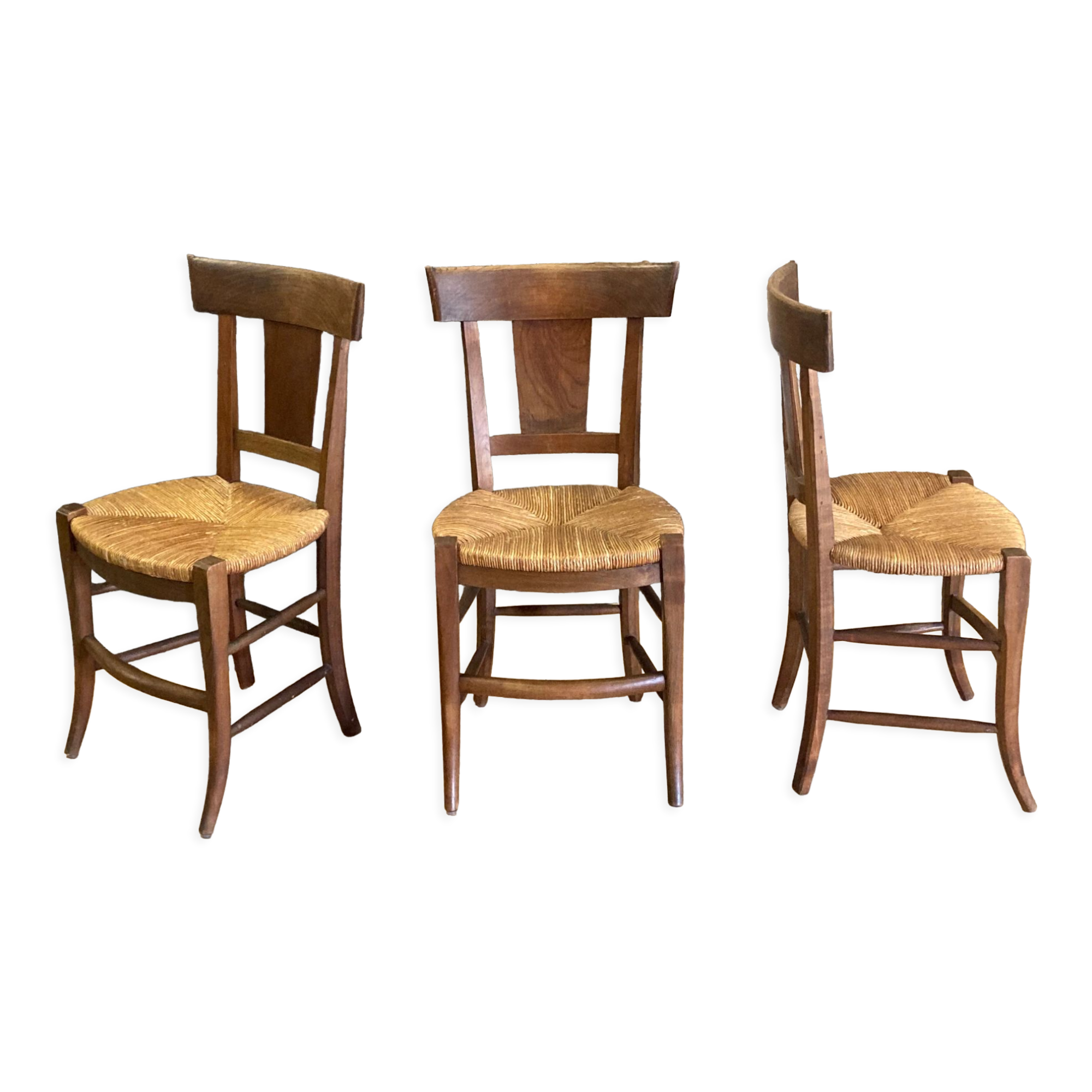 3 rustic chairs mulched solid wood Directoire