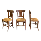 3 rustic chairs mulched solid wood Directoire