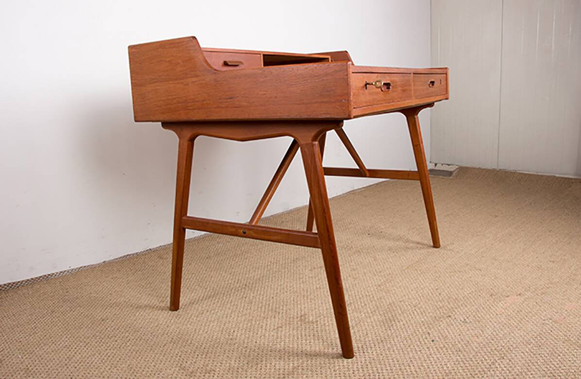 Danish teak desk, model 56, by Arne Wahl Iversen/Vinde Mobelfabrik.
