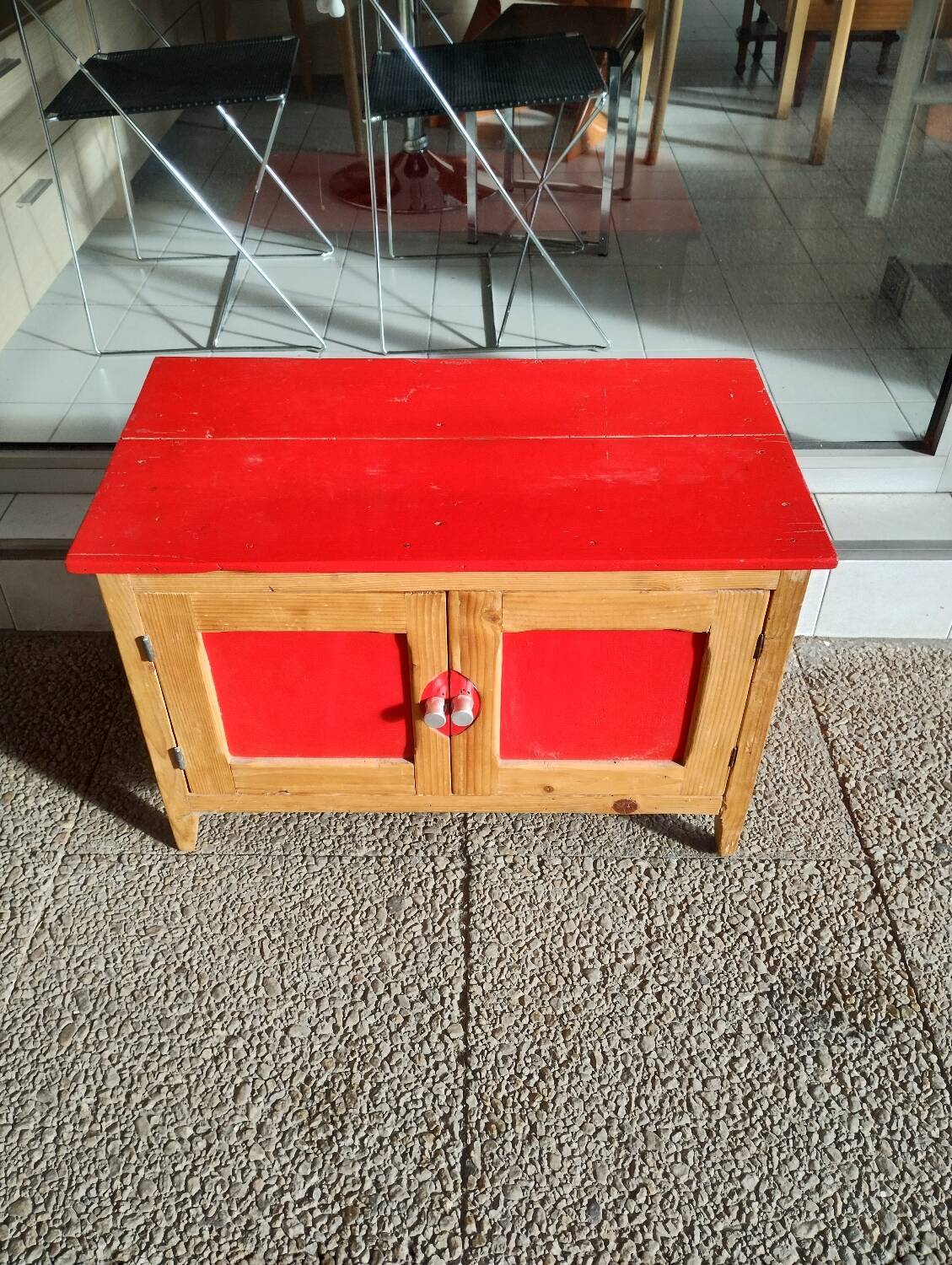 Old painted wooden sideboard