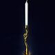 Italian brutalist knot candlestick in bronze, circa 1970
