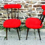 Pair of red furry chairs from the 70s